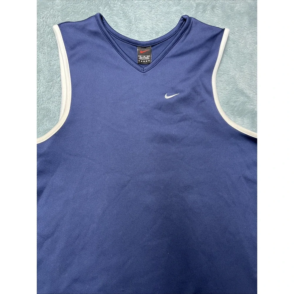 Vintage Nike Basketball Tank Men's XL Y2K 90's Casual Sports Logo Blue White‎